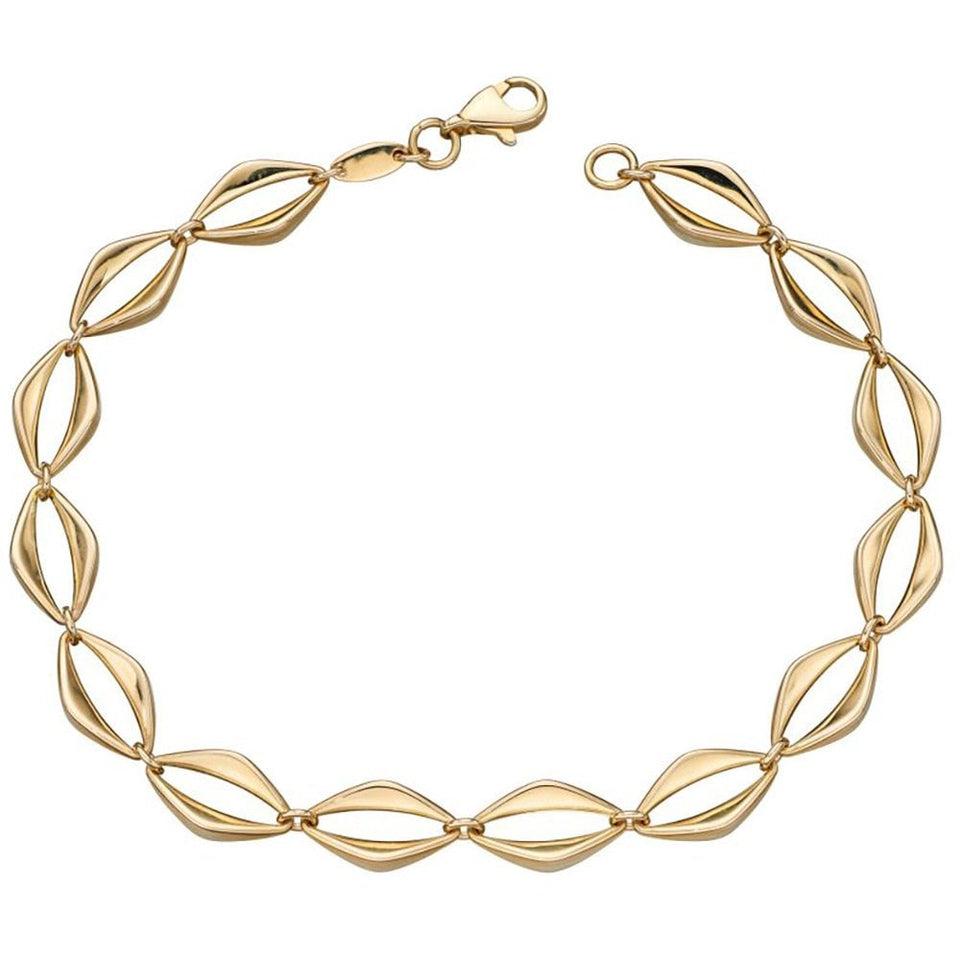 Elements Gold 9ct Yellow Gold Open Eye Link Bracelet