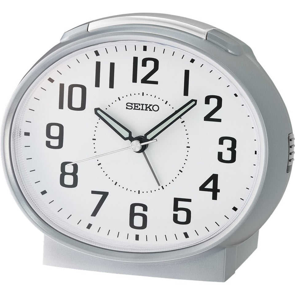 Seiko Round White Dial Bedside Alarm Clock