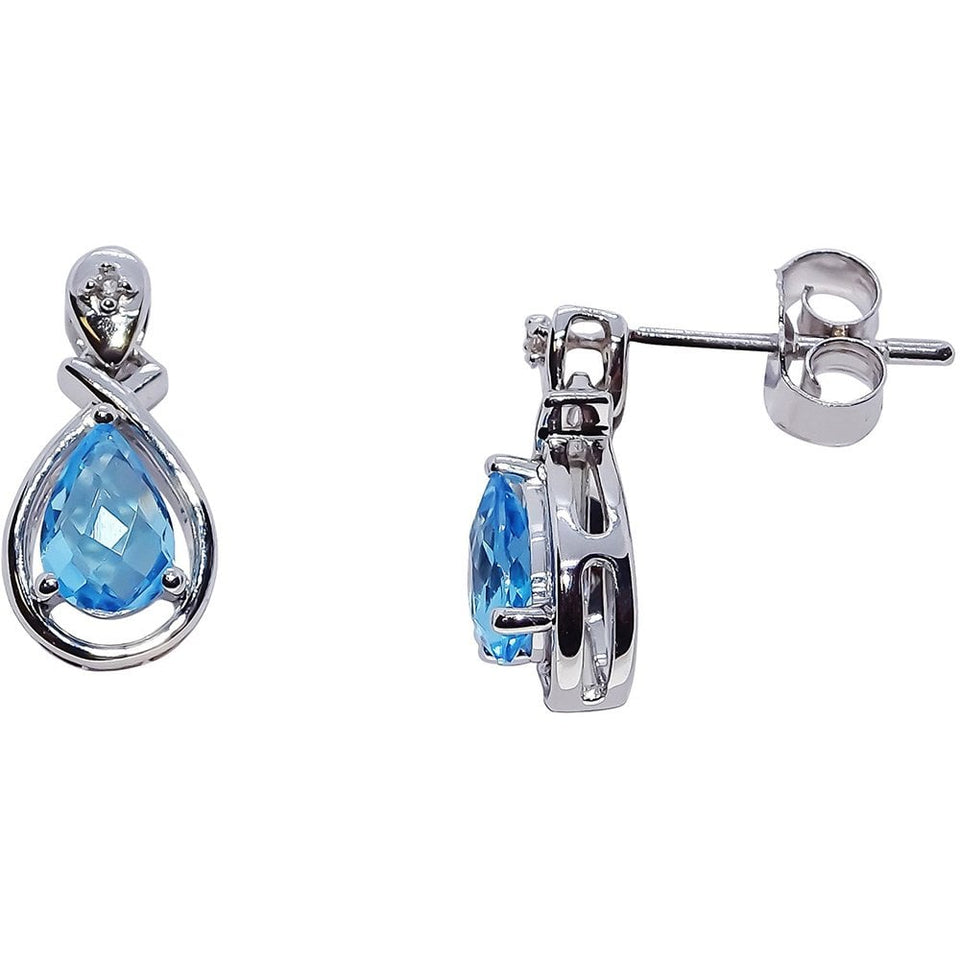 Francis & Gaye 9ct White Gold Blue Topaz Pear Drop Earrings