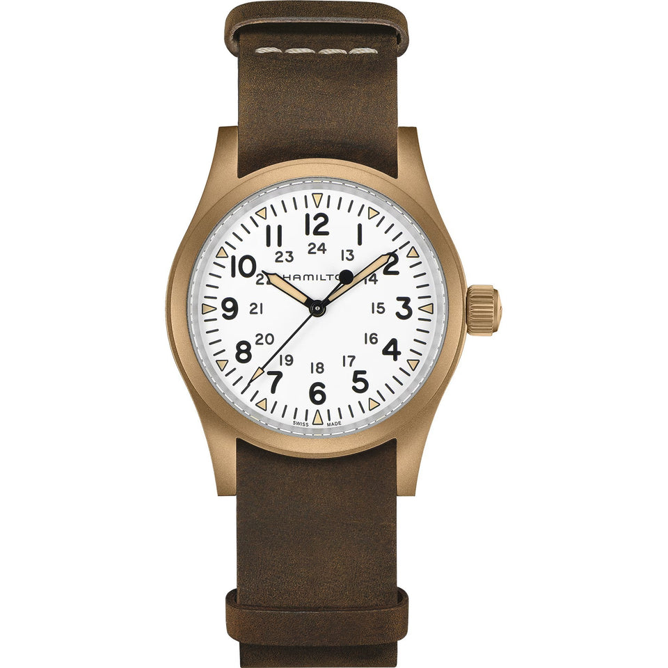 Hamilton Men's Khaki Field White Dial Mechanical Bronze 38mm Watch
