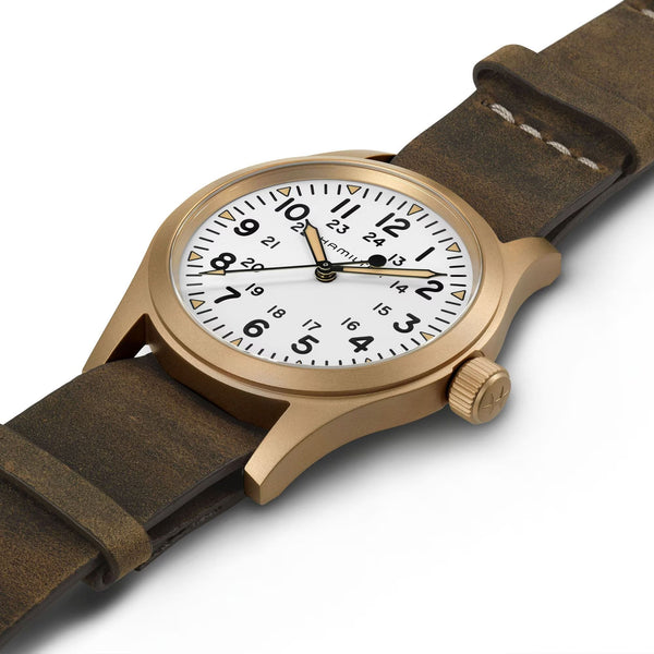 Hamilton Men's Khaki Field White Dial Mechanical Bronze 38mm Watch