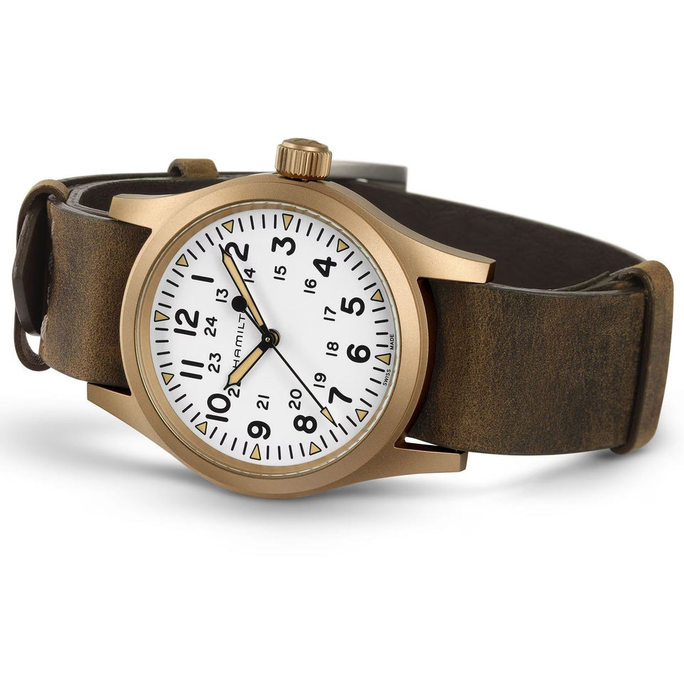 Hamilton Men's Khaki Field White Dial Mechanical Bronze 38mm Watch