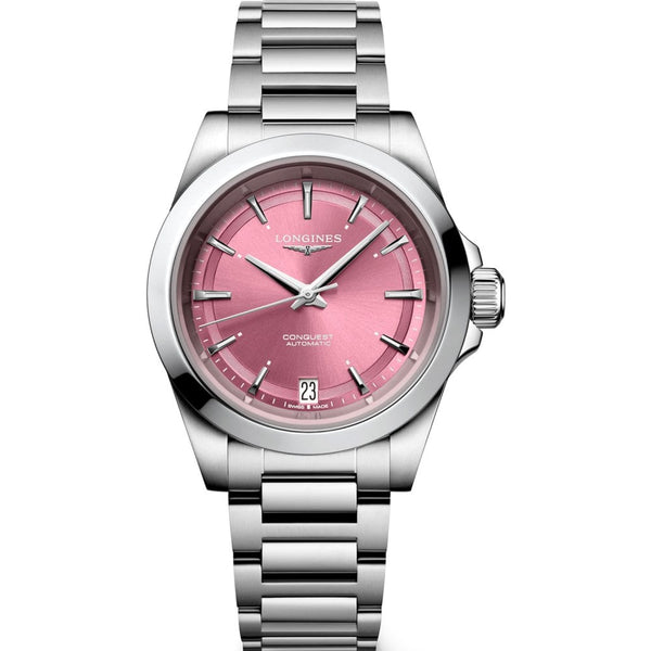 Longines Ladies' Conquest 34mm Sunray Pink Dial Bracelet Watch