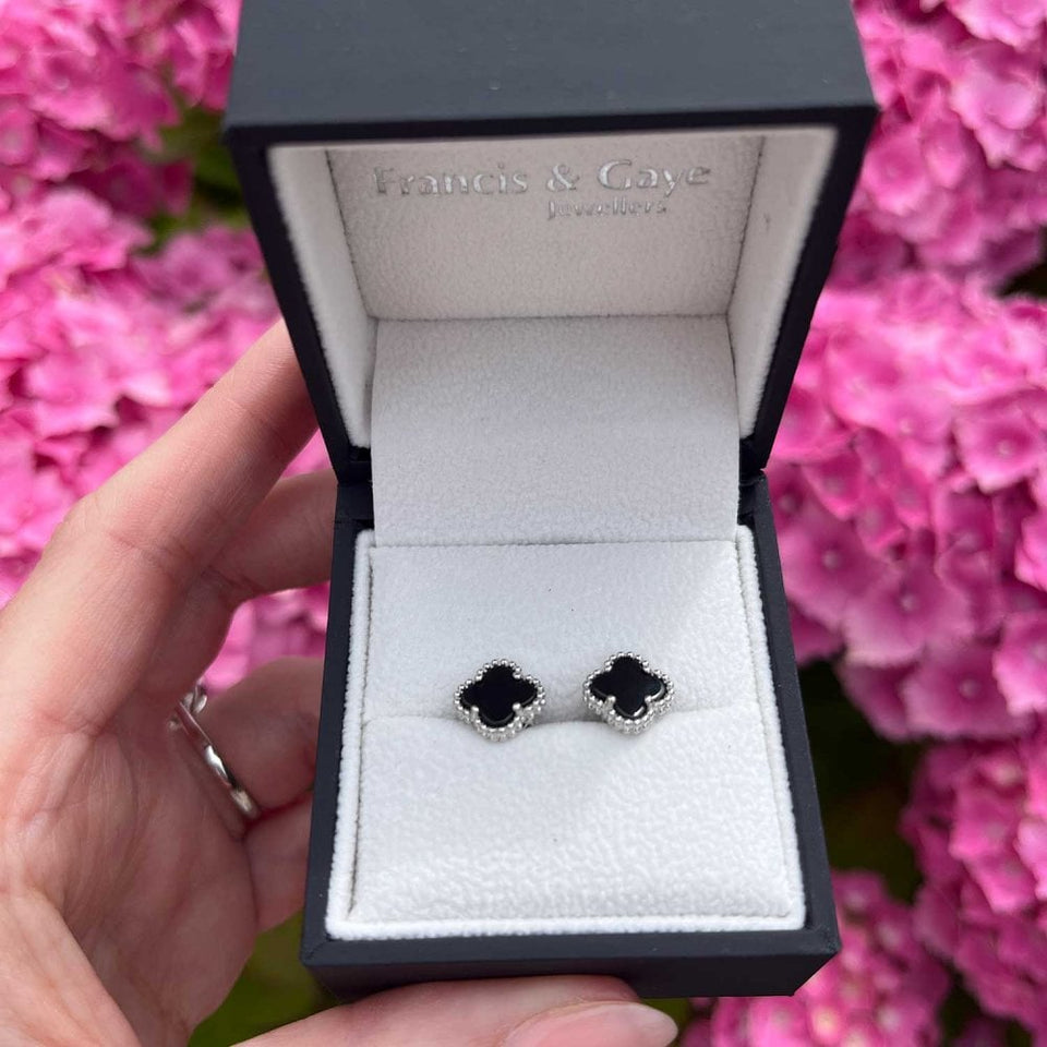 Francis & Gaye Sterling Silver & Black Onyx Flower Earrings