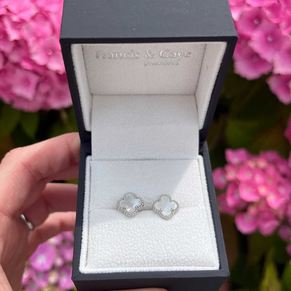 Francis & Gaye Sterling Silver & Mother of Pearl Flower Earrings