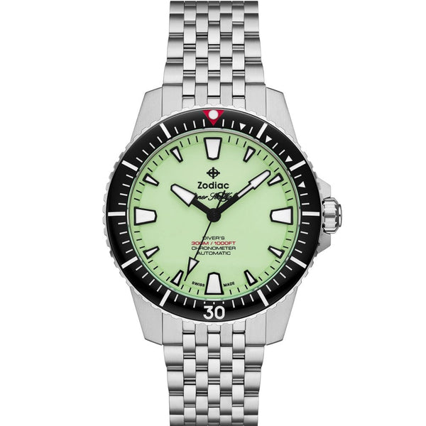 Zodiac Men's SUPER SEA WOLF PRO DIVER Full Lum Automatic Watch