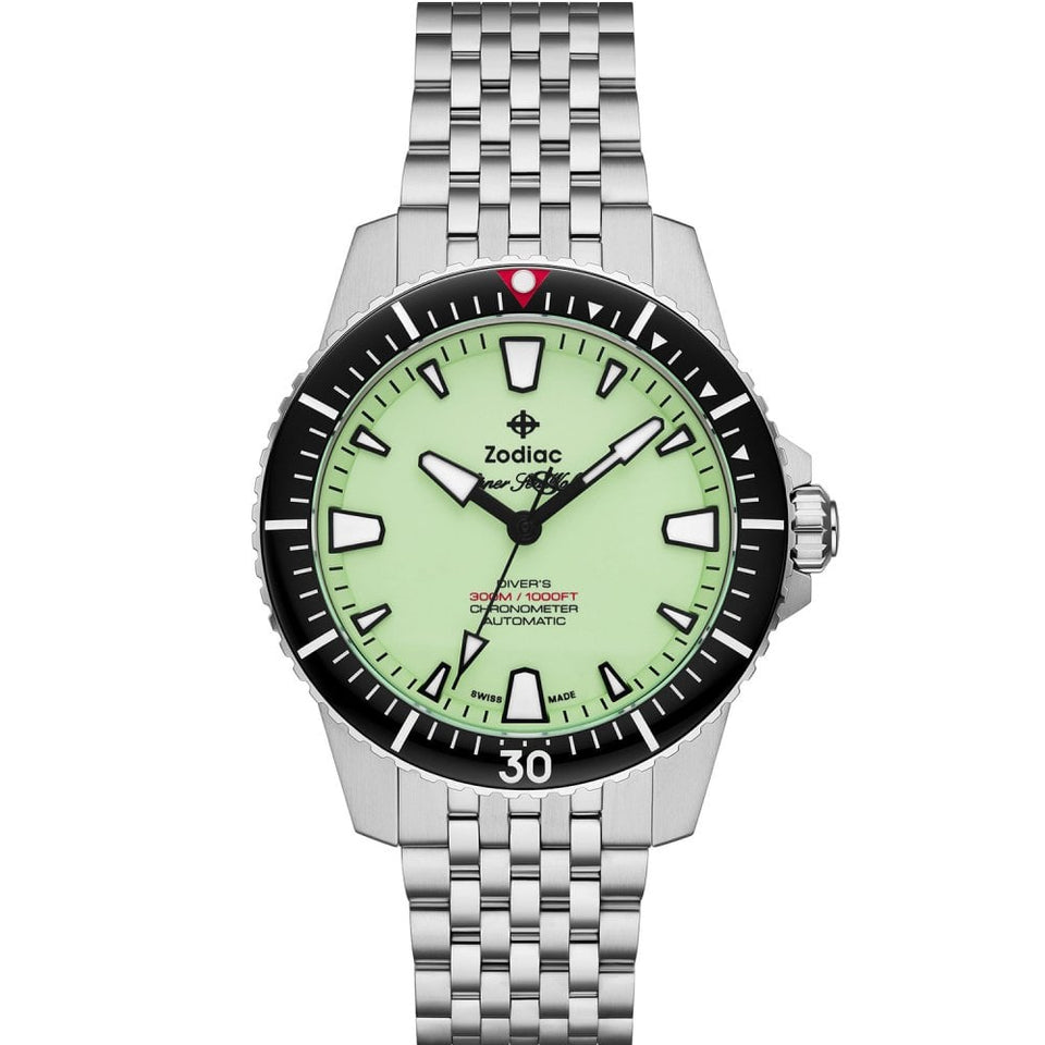 Zodiac Men's SUPER SEA WOLF PRO DIVER Full Lum Automatic Watch