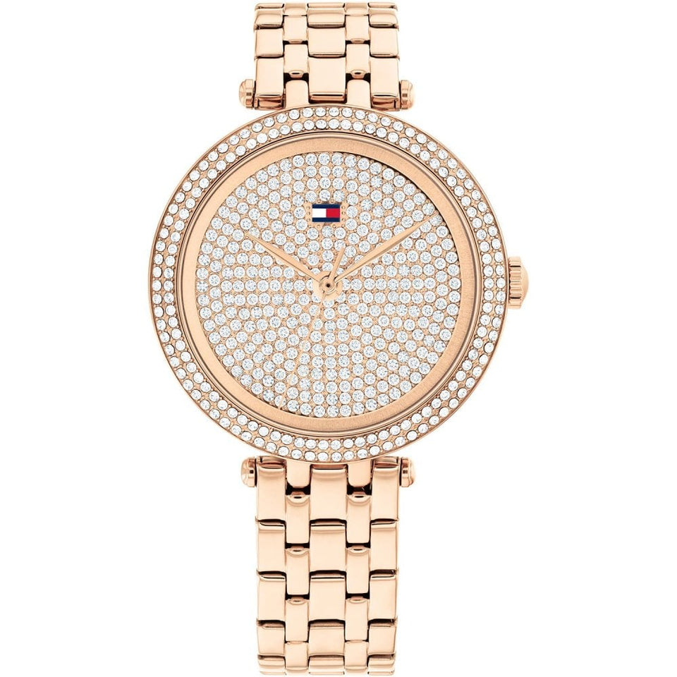 Tommy Hilfiger Ladies Natalie 34mm Stone Set Dial Rose Gold Watch