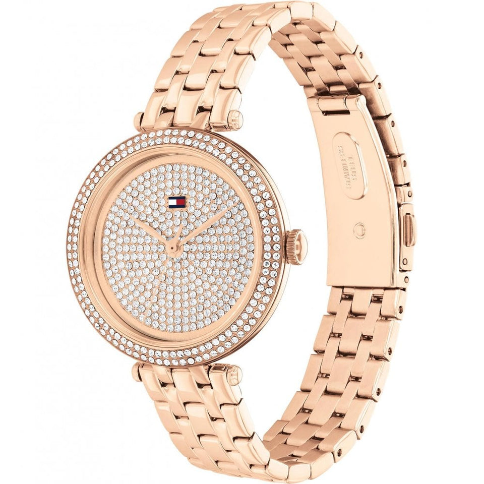 Tommy Hilfiger Ladies Natalie 34mm Stone Set Dial Rose Gold Watch