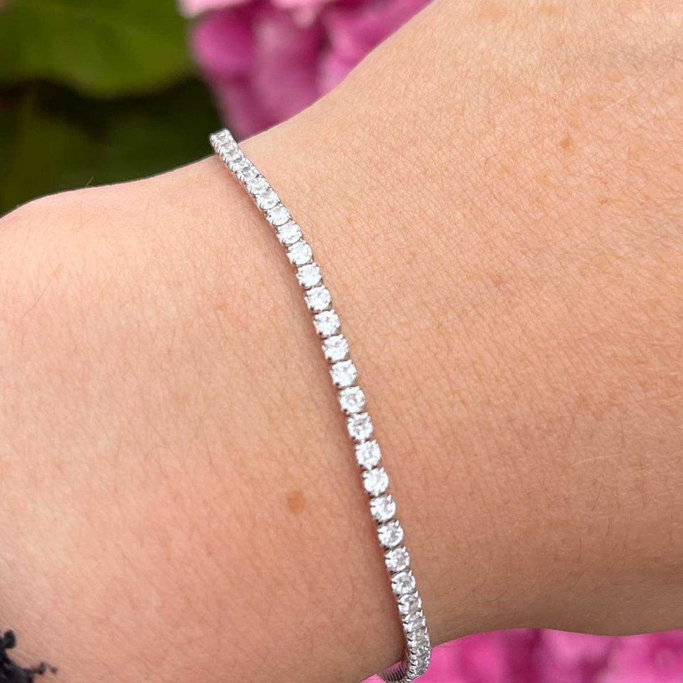 Francis & Gaye Silver Stone Set Tennis Bracelet