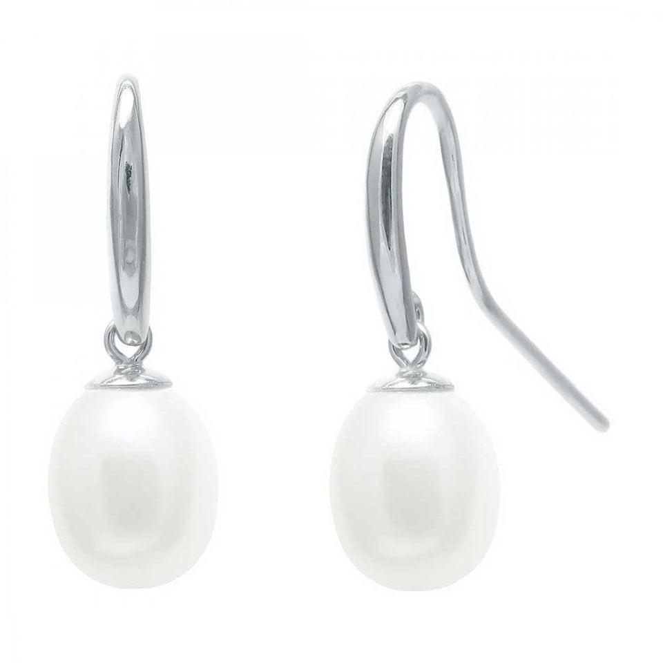 Francis & Gaye 9ct White Gold Shepherd's Crook Pearl Earring Drops