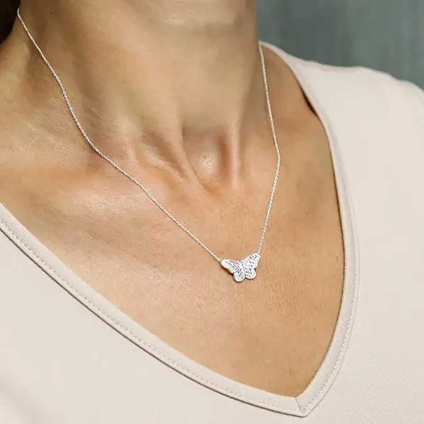 Francis & Gaye Sterling Silver Pink Butterfly Necklace