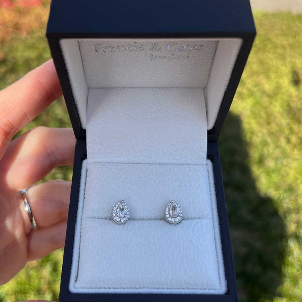 Francis & Gaye Silver Pear Stone Set Earring Studs