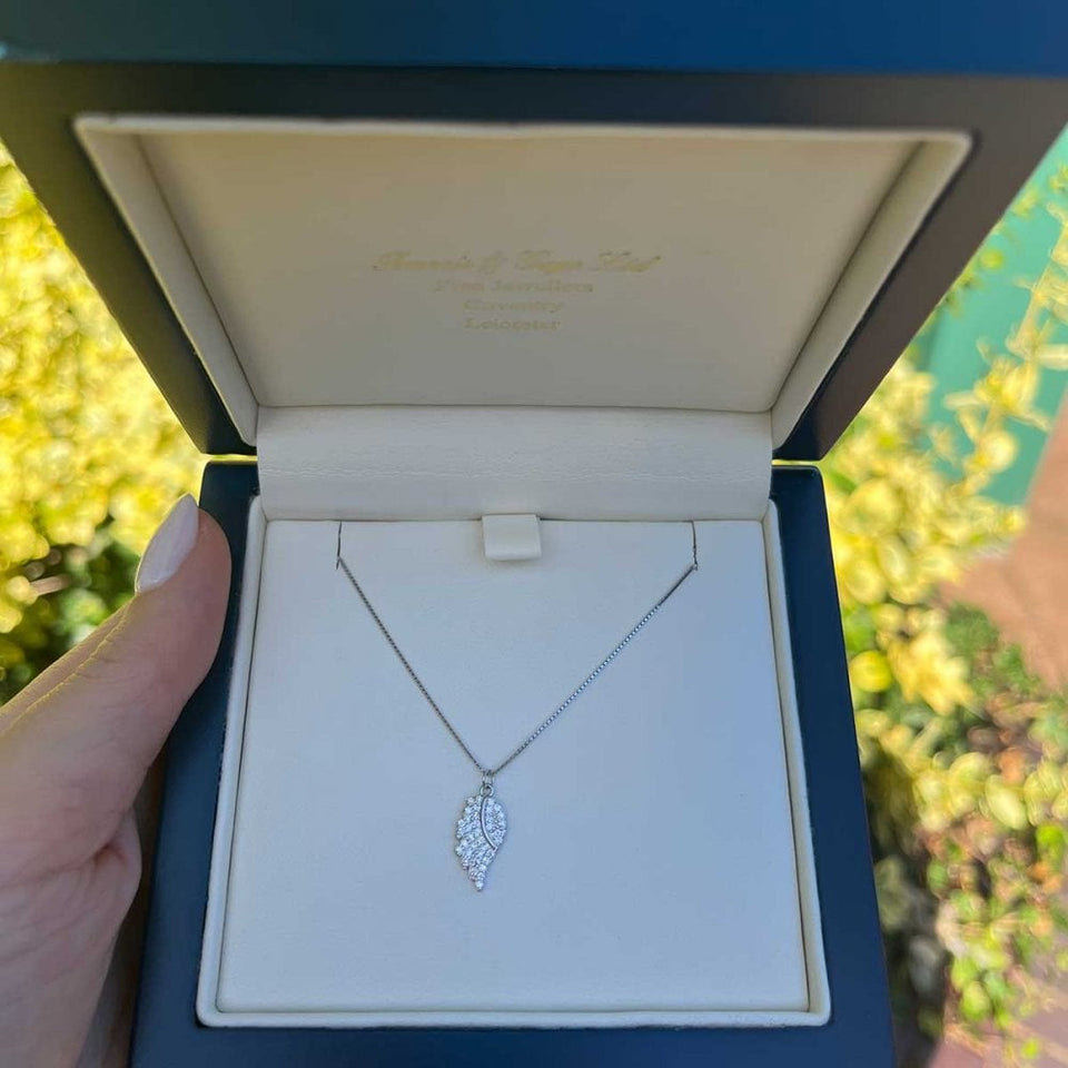 Francis & Gaye Sterling Silver Stone Set Angel Wing Necklace