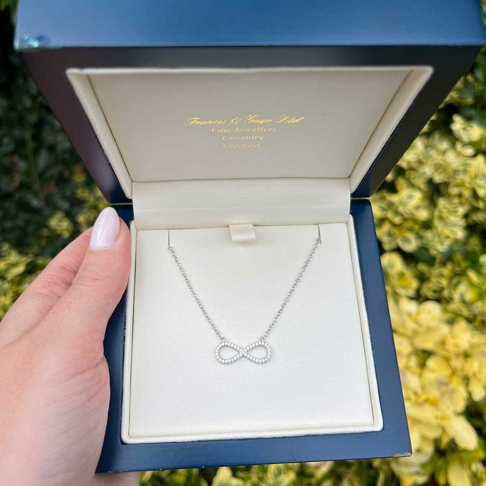Francis & Gaye Silver Stone Set Infinity Necklace