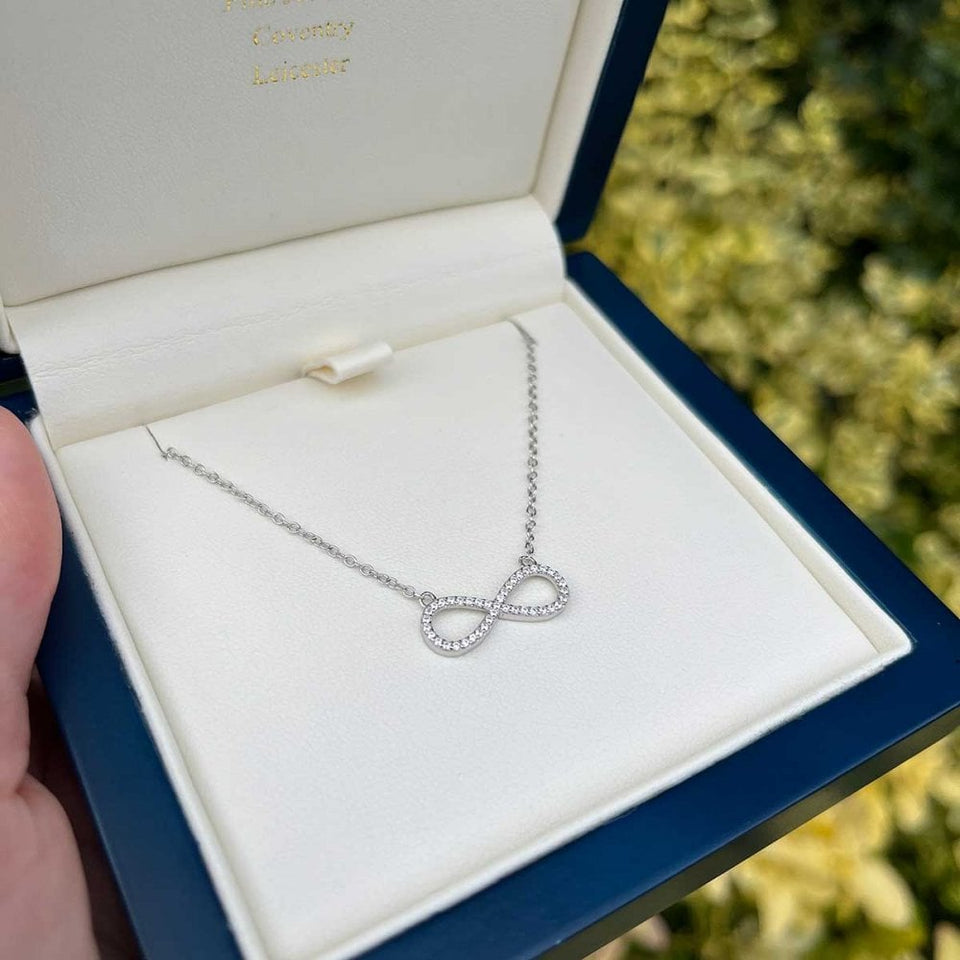 Francis & Gaye Silver Stone Set Infinity Necklace