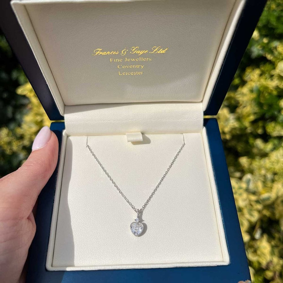 Francis & Gaye Silver Stone Set Heart Necklace