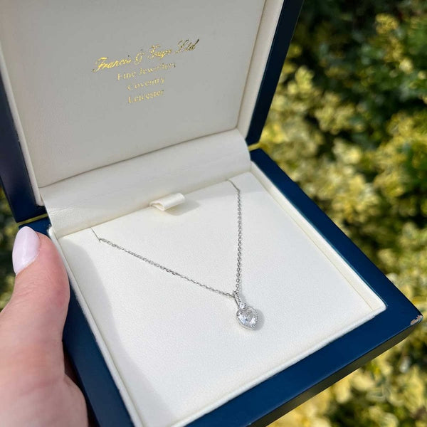 Francis & Gaye Silver Stone Set Heart Necklace