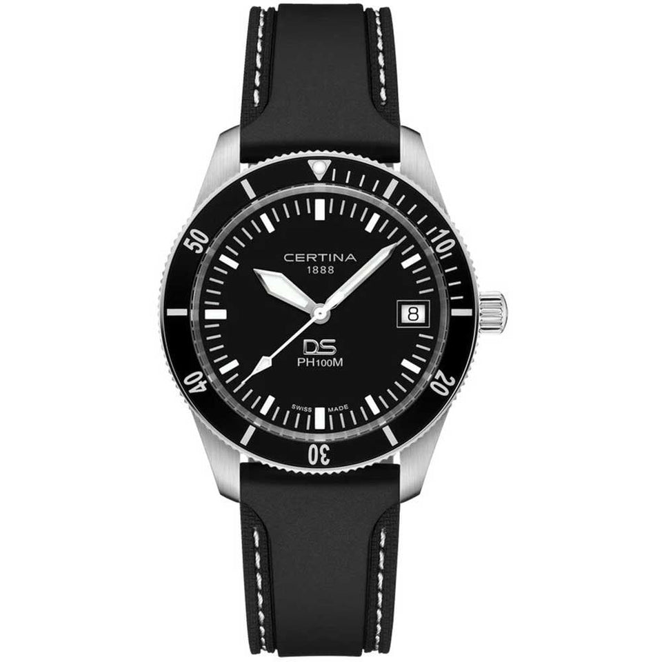 Certina Men's Quartz DS PH100M Black Rubber Strap Watch