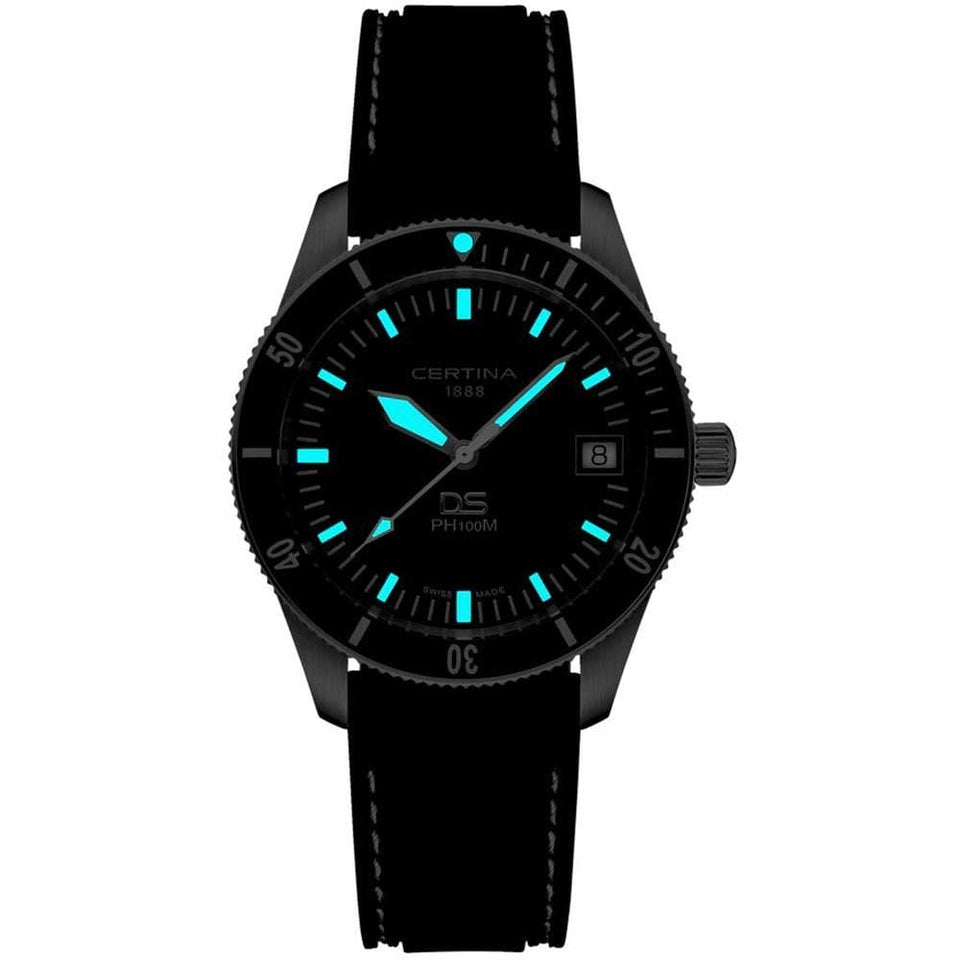 Certina Men's Quartz DS PH100M Black Rubber Strap Watch