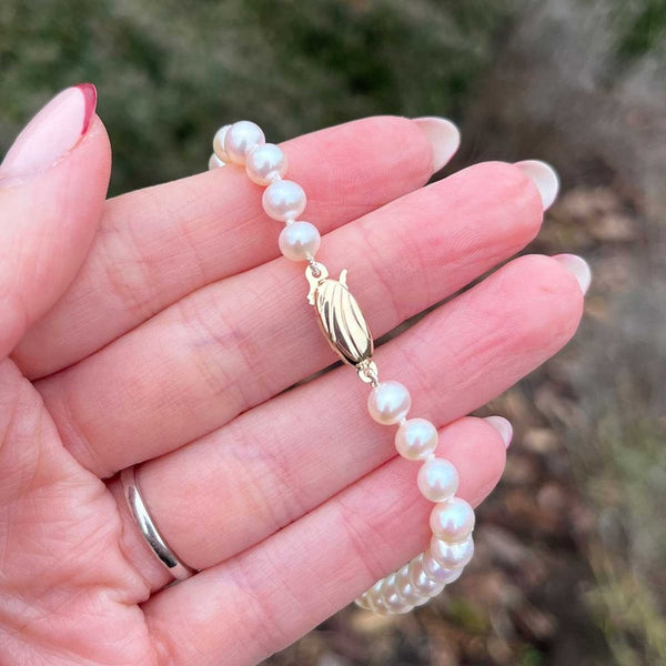 Francis & Gaye 9ct Yellow Gold Clasp 5.5mm Pearl Bracelet