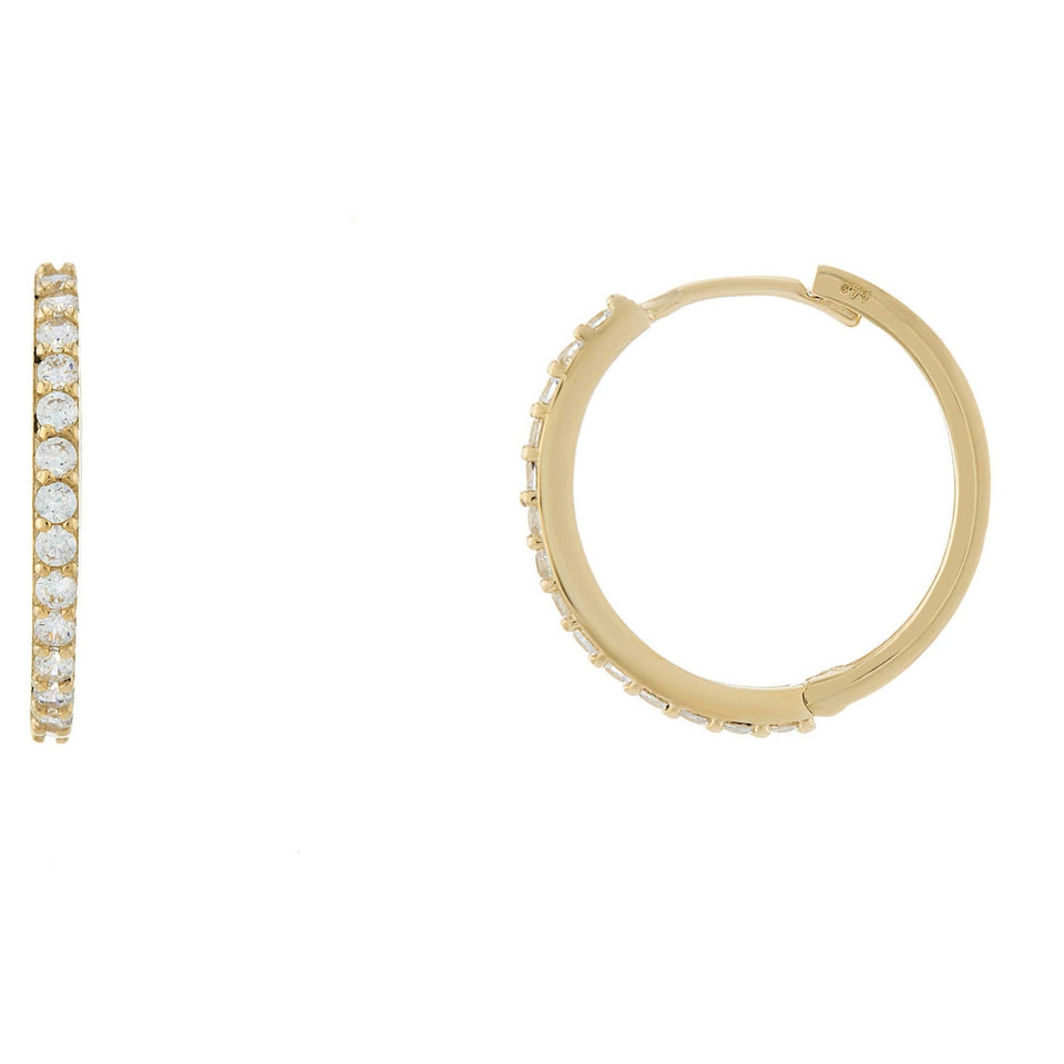 Francis & Gaye 9ct Gold Stone Set Hoop Earrings