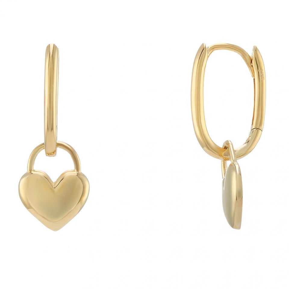 Francis & Gaye 9ct Yellow Gold Heart Drop Hoops