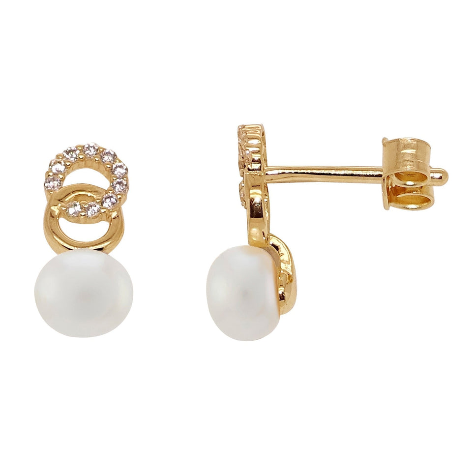Francis & Gaye 9ct Yellow Gold Freshwater Pearl & Stone Set Earrings