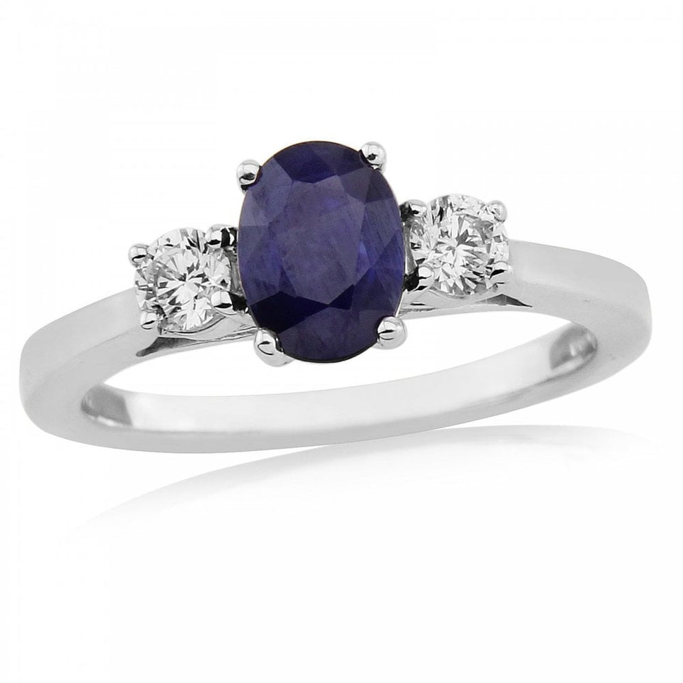 Francis & Gaye 9ct White Gold Sapphire & Diamond Trilogy Ring