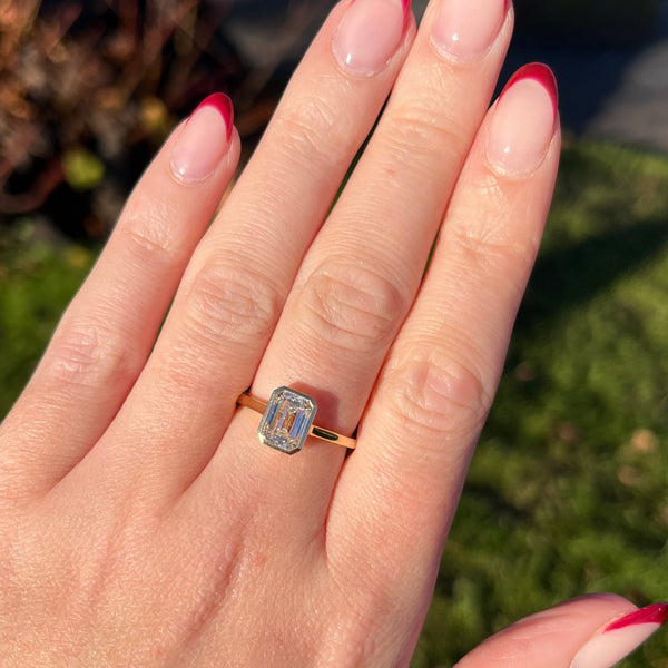 Francis & Gaye 18ct Yellow Gold Emerald Cut 1.59ct Laboratory Created Diamond Ring