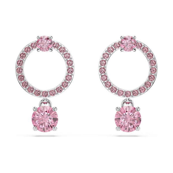 Swarovski Attract Round Cut Pink Circle Drop Earrings