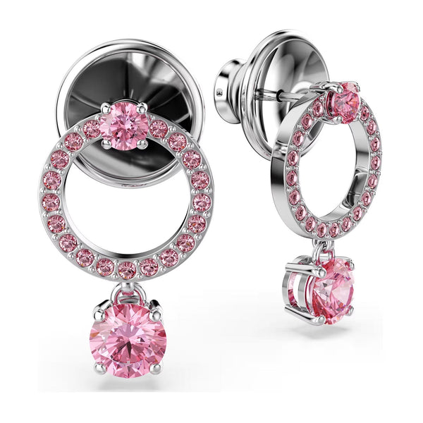 Swarovski Attract Round Cut Pink Circle Drop Earrings