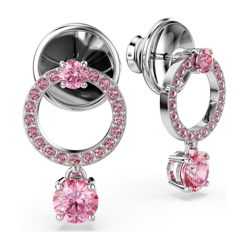 Swarovski Attract Round Cut Pink Circle Drop Earrings