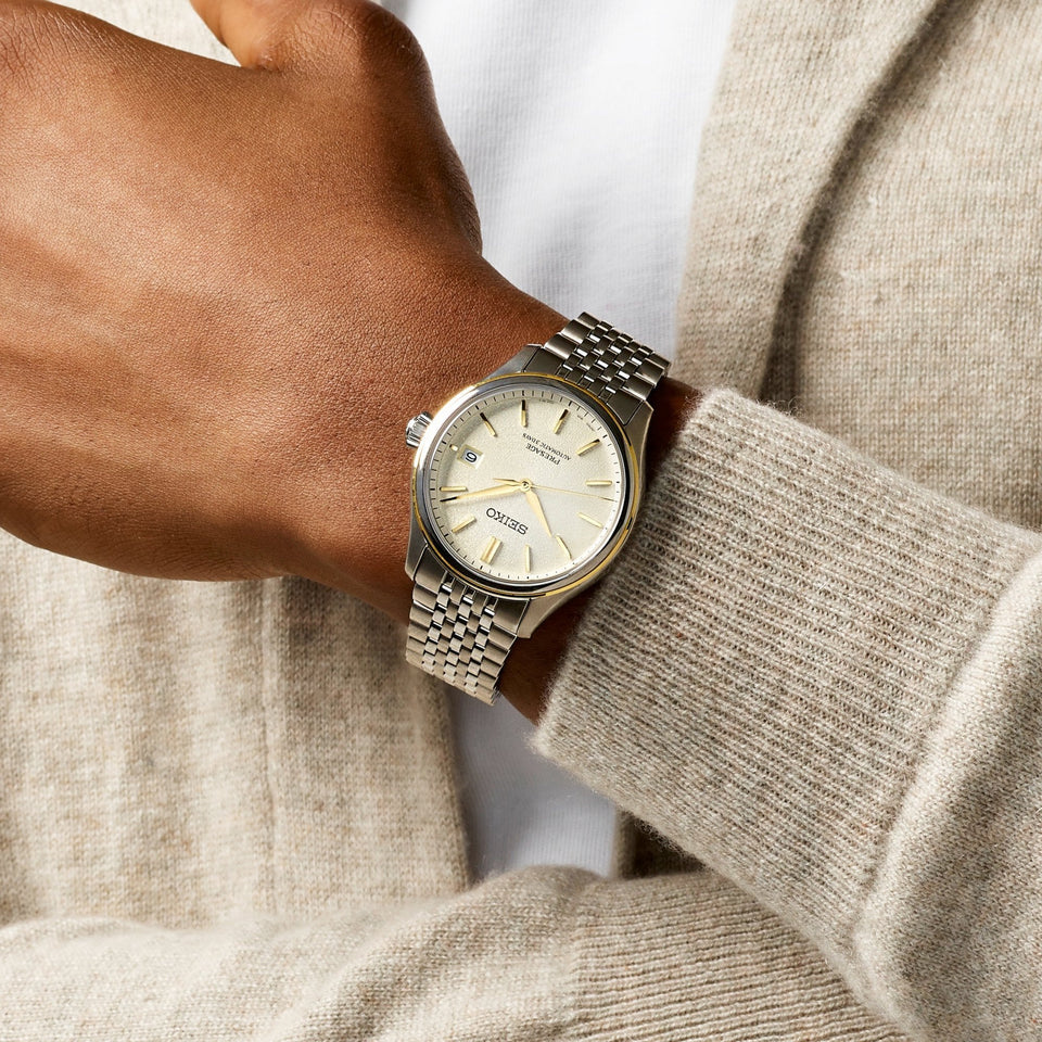 Seiko Presage Men's Classic Series in Delicate Cream Silk Watch
