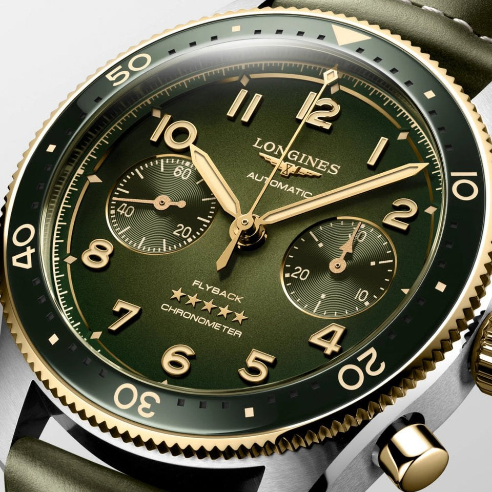 Longines Men's Green 42mm Spirit Flyback Automatic Watch