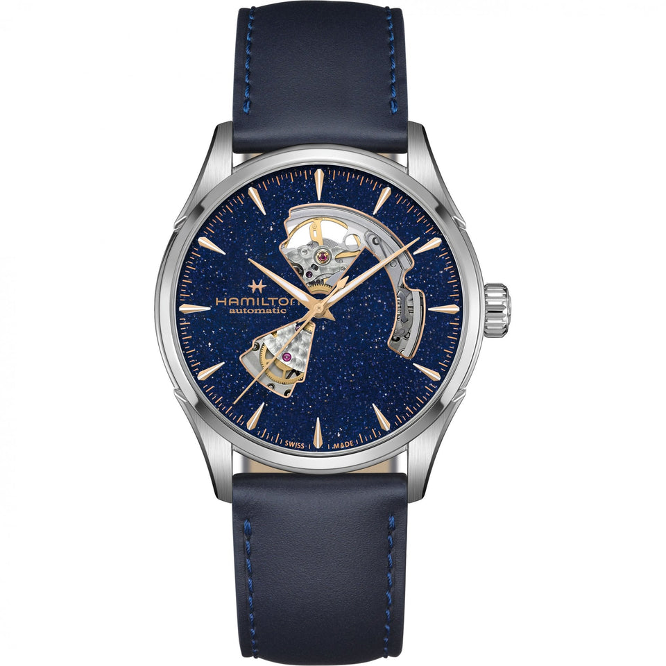 Hamilton Men's Jazzmaster 42mm Leather Strap Open Heart Watch