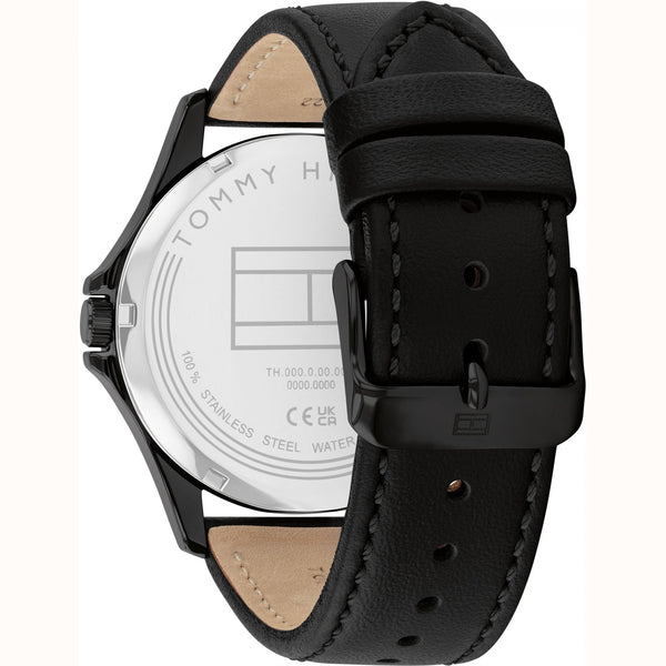 Tommy Hilfiger Men's 43mm Black Dial Leather Strap Watch