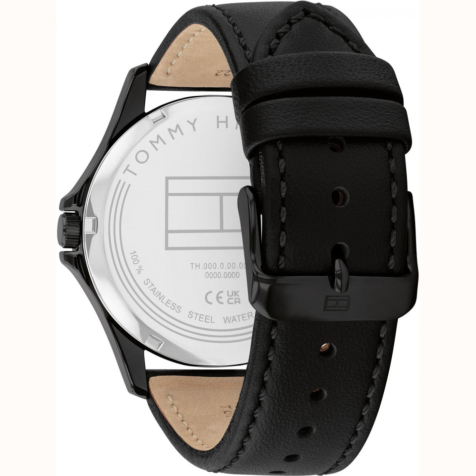Tommy Hilfiger Men's 43mm Black Dial Leather Strap Watch