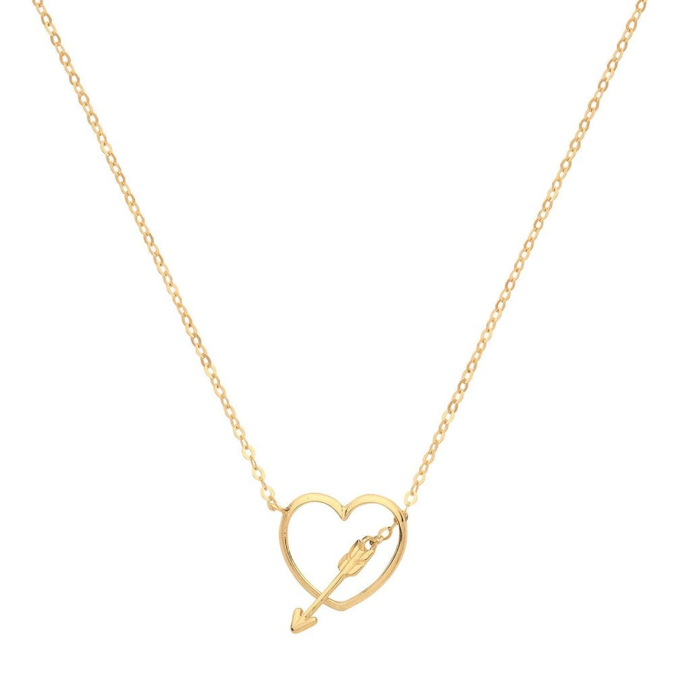 Francis & Gaye 9ct Yellow Gold Heart with Arrow Necklace