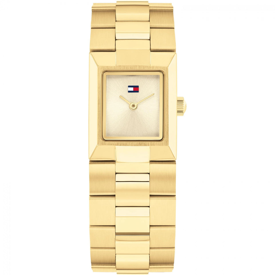 Tommy Hilfiger Ladies Gold Plated Sqaure Dial Bracelet Watch