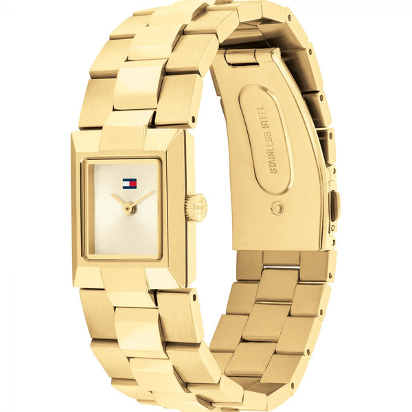 Tommy Hilfiger Ladies Gold Plated Sqaure Dial Bracelet Watch