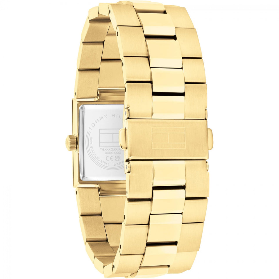 Tommy Hilfiger Ladies Gold Plated Sqaure Dial Bracelet Watch