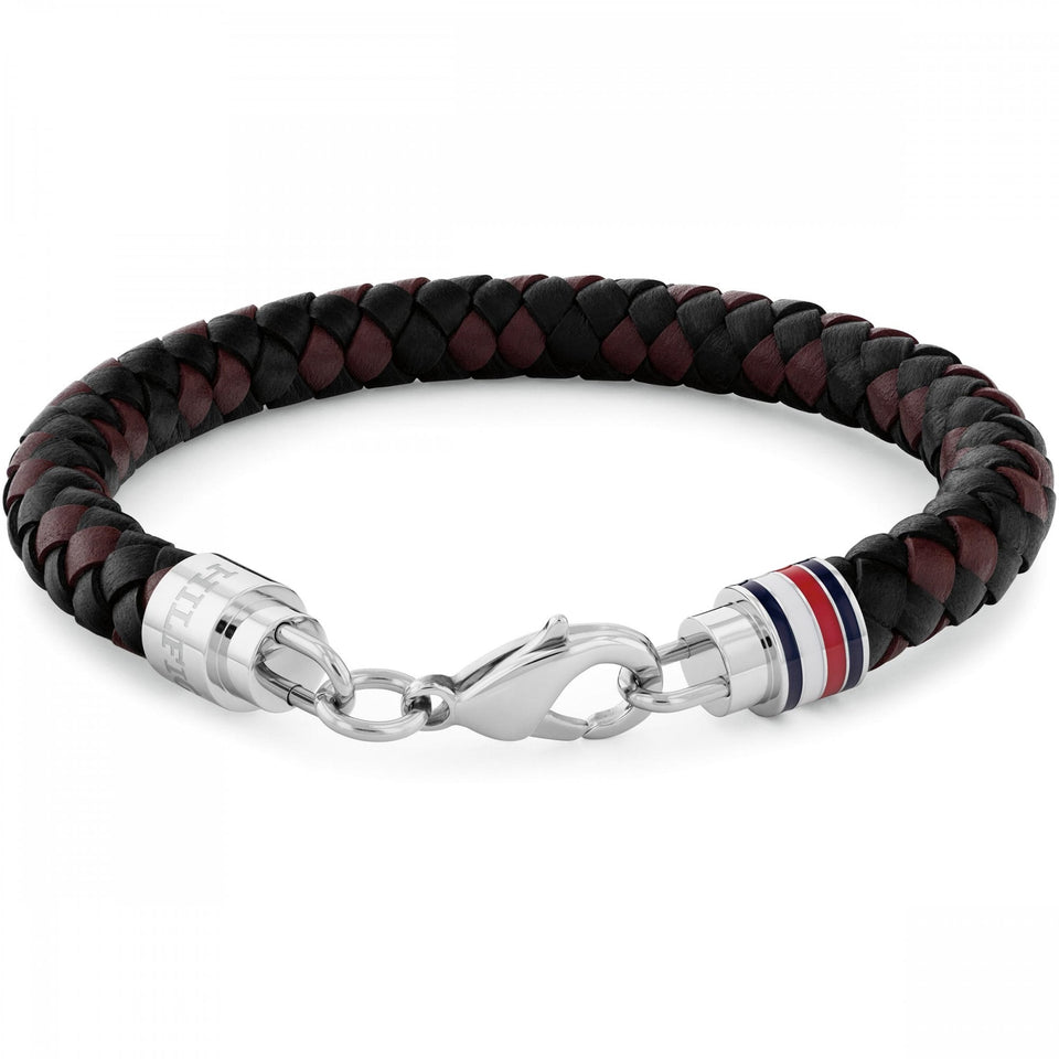 Tommy Hilfiger Men's Brown & Black Braided Leather Bracelet
