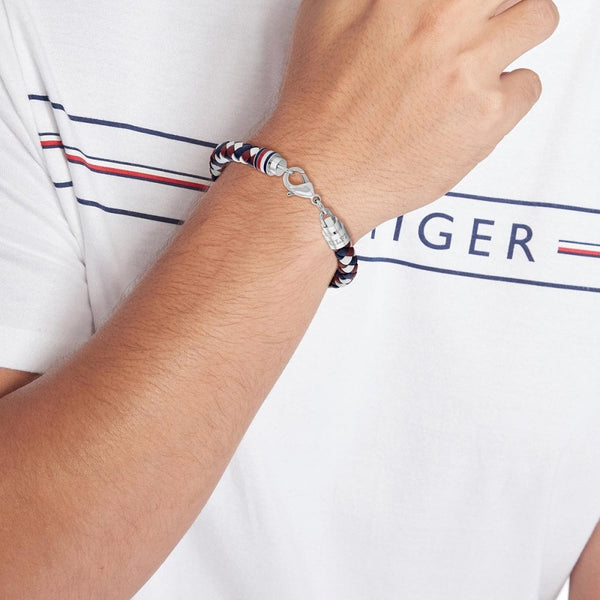 Tommy Hilfiger Men's Multicoloured Braided Leather Bracelet