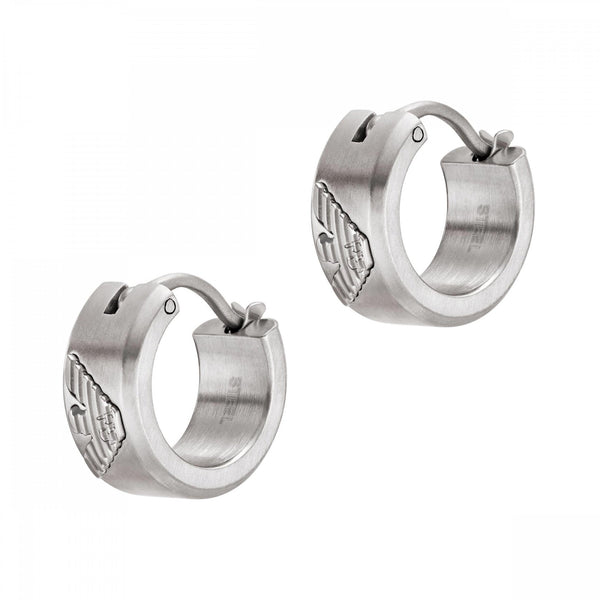 Emporio Armani Men's Eagle Logo Stainless Steel Hoop Earrings