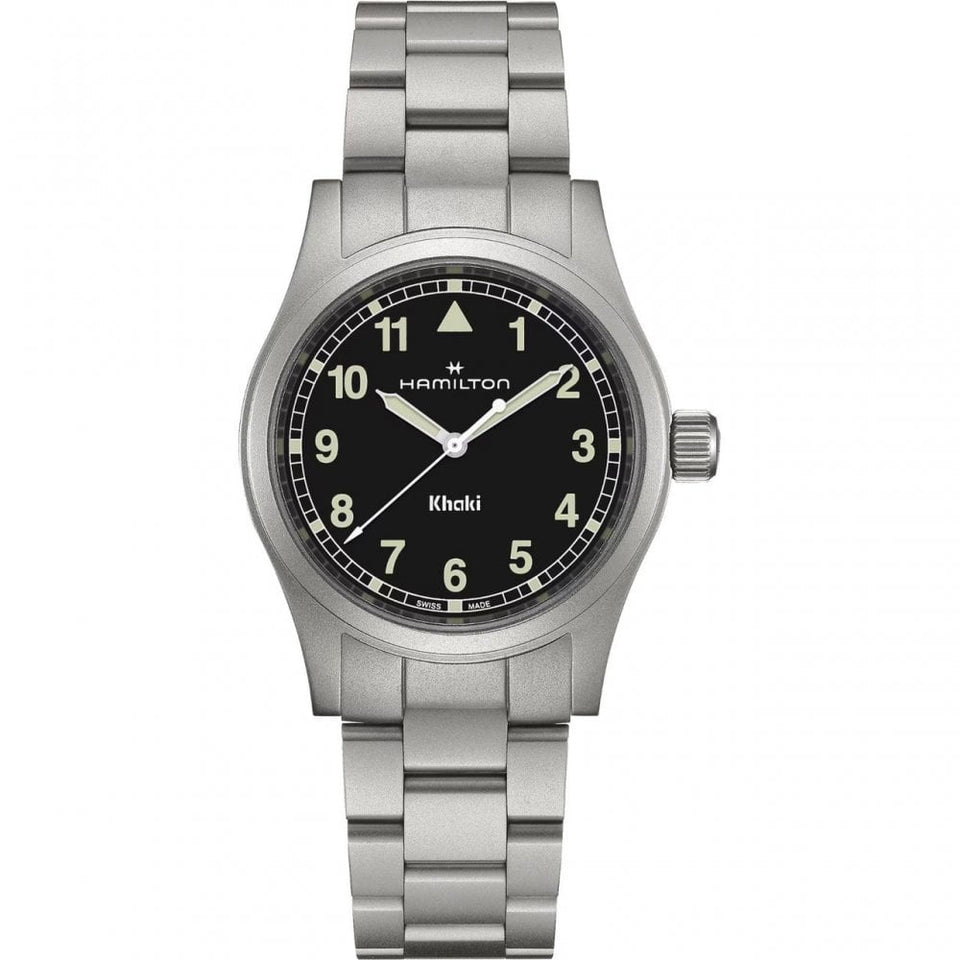 Hamilton Men's Khaki Field Steel Black Dial 38mm Quartz Watch