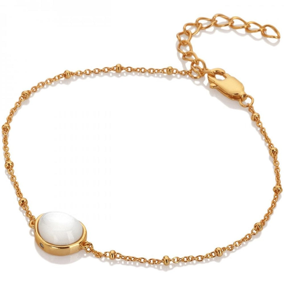 Hot Diamonds Golden Edit Calm Mother Of Pearl Gold Plated Bracelet