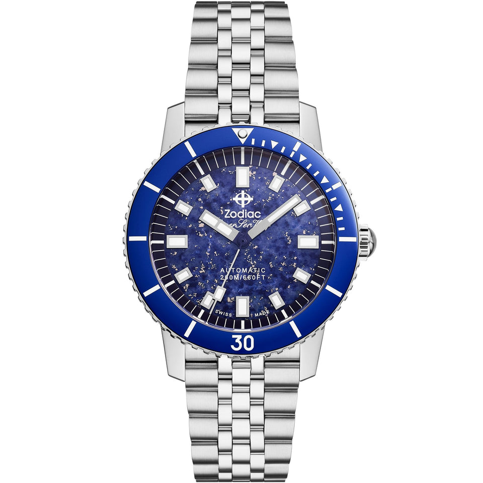 Zodiac SUPER SEA WOLF COMPRESSION Diver Men's Blue Lapis 40mm Watch