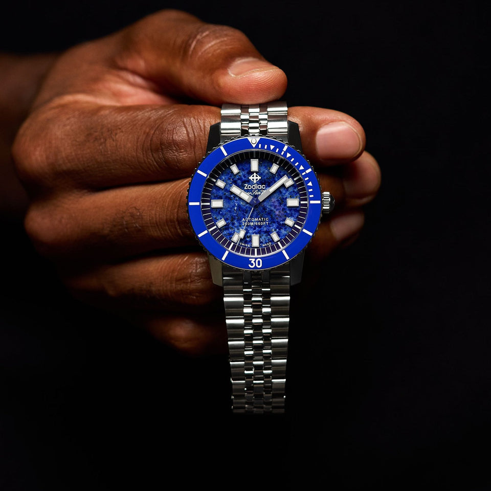 Zodiac SUPER SEA WOLF COMPRESSION Diver Men's Blue Lapis 40mm Watch