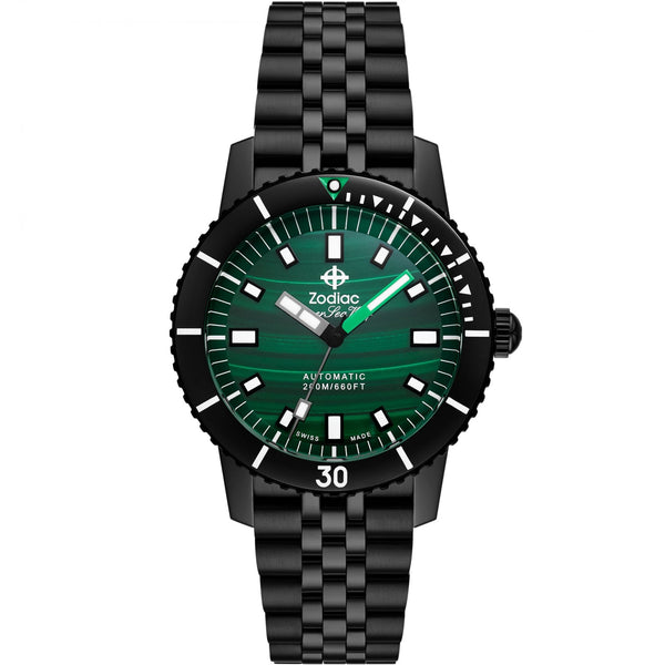 Zodiac SUPER SEA WOLF COMPRESSION Diver Men's Malachite 40mm Watch